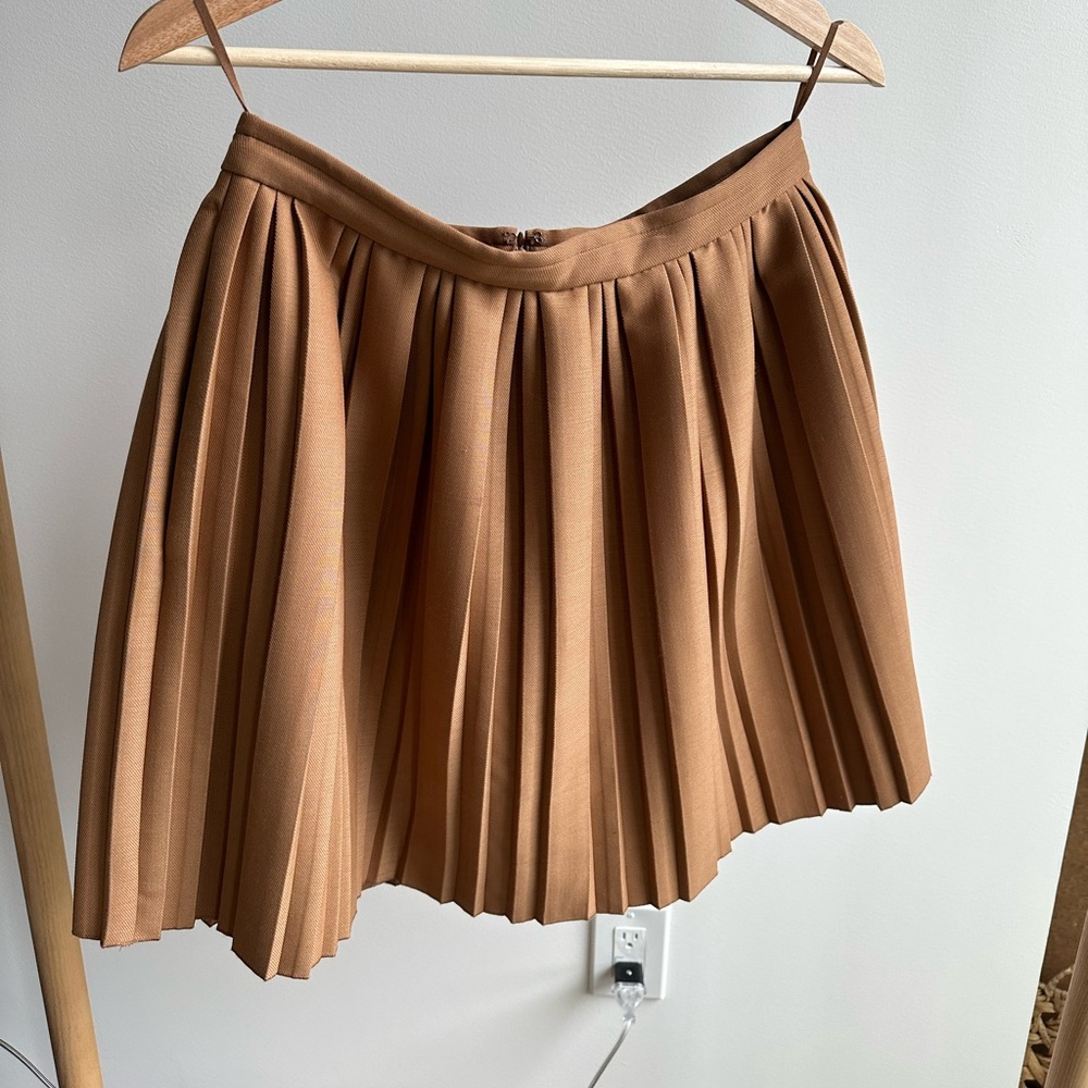 COS Pleated Mini Skirt in Tan Brown